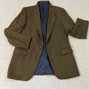 Vintage J Riggings Blazer Mens 42L Brown Houndstooth Wool Blend Sport Jacket